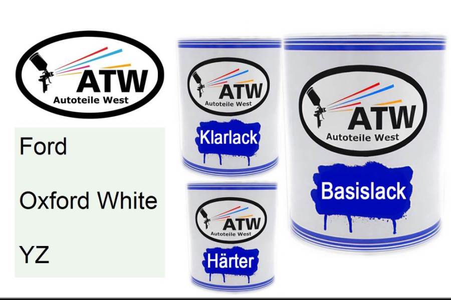 Ford, Oxford White, YZ: 1L Lackdose + 1L Klarlack + 500ml Härter - Set, von ATW Autoteile West.